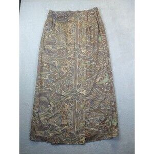 Vintage Van Heusen Wrap Maxi Skirt Women's Medium Paisley Rayon Boho Y2K 90s